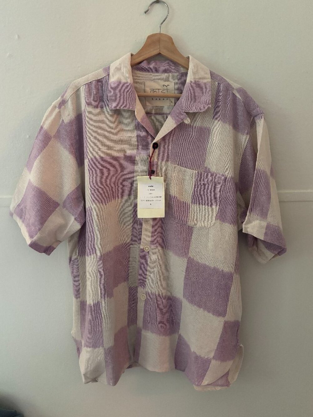Kardo Ronen Lavendar Short Sleeve Shirt Size Large NWT